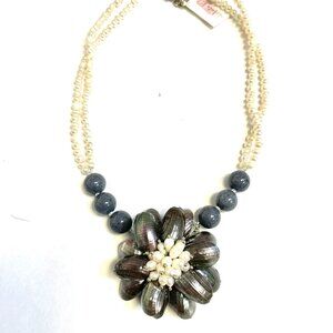 Anita K FWP Shell & Gry Jade Necklace